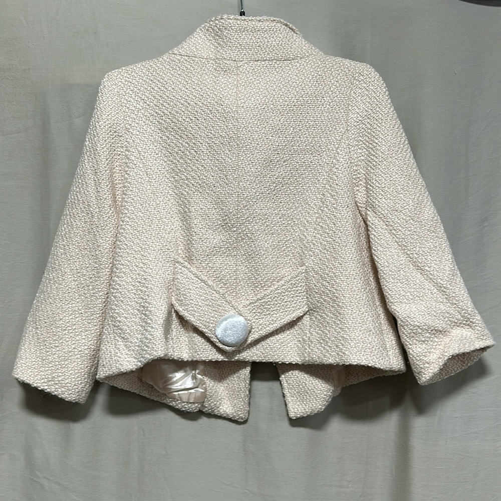 Aryn K Wool Blend Cropped Triple Velvet Button Front Lined Bell Sleeve Jacket - Picture 4 of 8